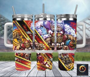 Football-Themed Insulated Tumbler with Handle & Straw - Perfect for Sports Fans!
