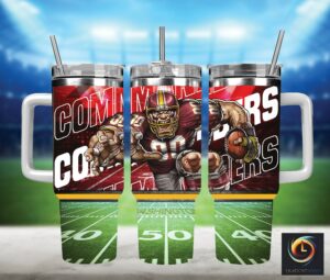Football Fan Tumbler with Handle & Straw - Ultimate Game Day Essential