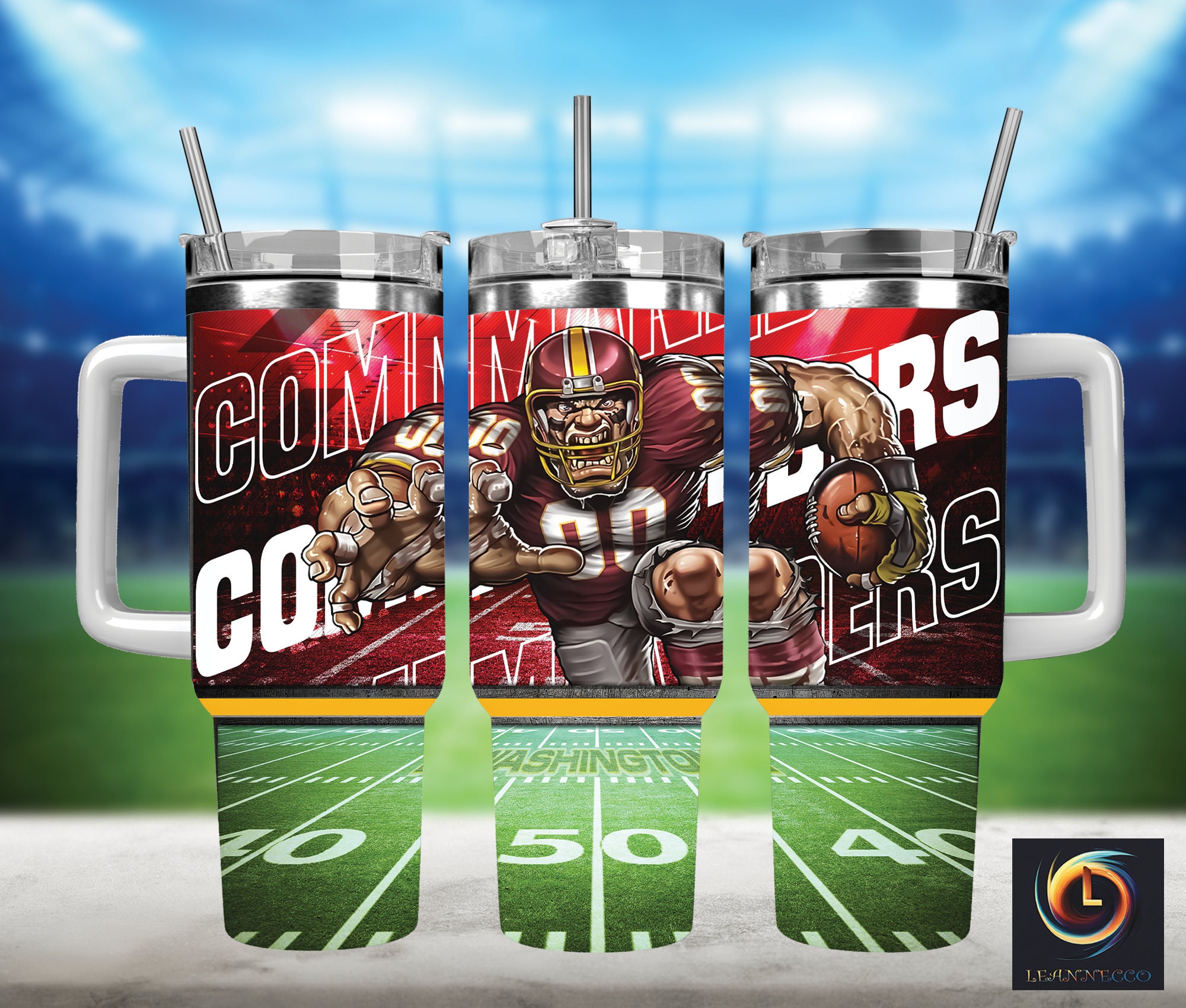 Football Fan Tumbler with Handle & Straw - Ultimate Game Day Essential