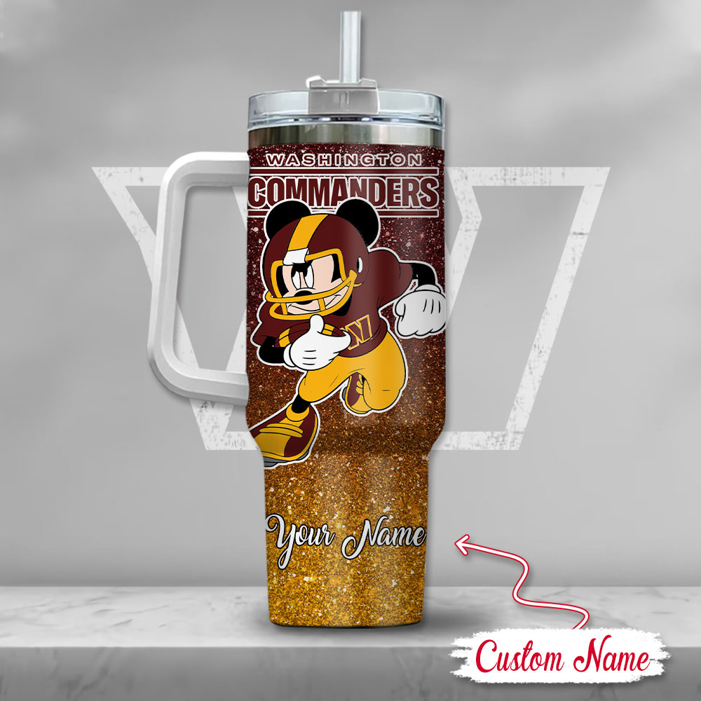 Custom Name Washington Commanders Tumbler with Fun Cartoon Design - Image 3