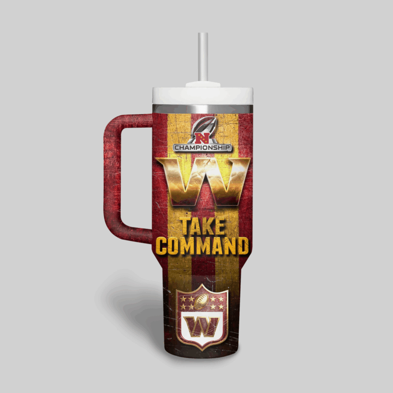 Washington Commanders NFL Sports Custom Stanley Quencher 40oz Stainless Steel Tumbler With Handle - Threewoofs - Image 3