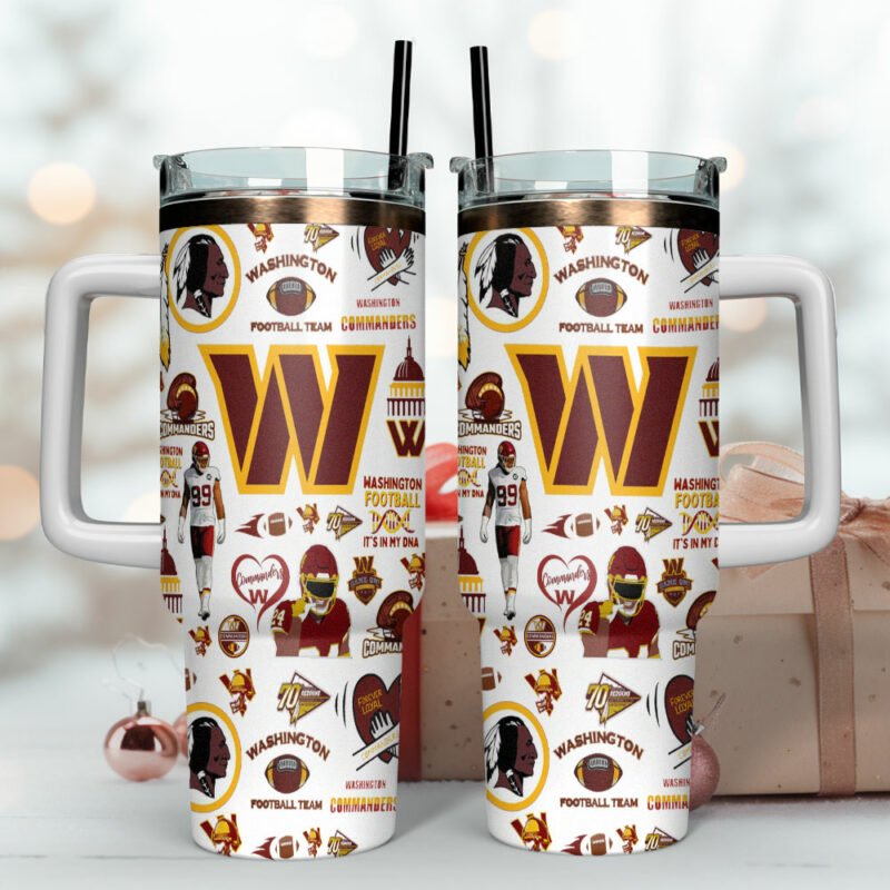 Washington Commanders NFL Sports Custom Stanley Quencher 40oz Stainless Steel Tumbler With Handle - Threewoofs - Image 4
