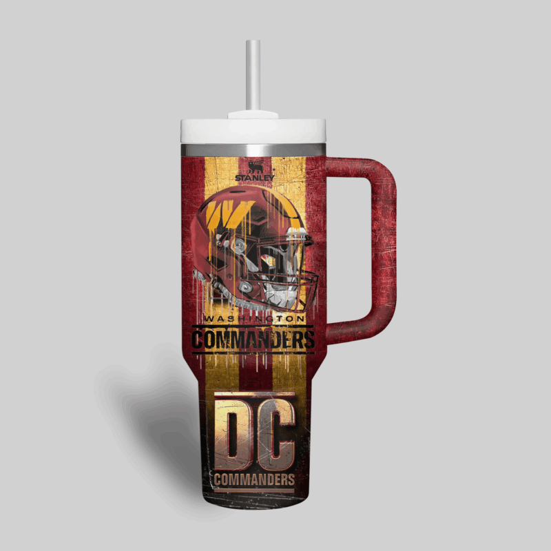 Washington Commanders NFL Sports Custom Stanley Quencher 40oz Stainless Steel Tumbler With Handle - Threewoofs - Image 4