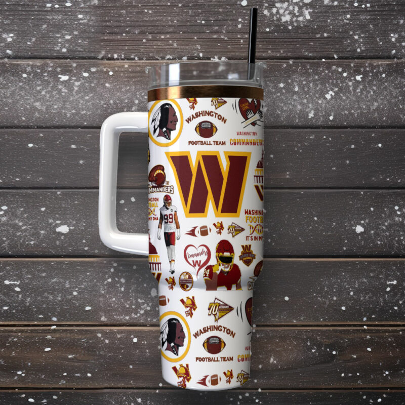 Washington Commanders NFL Sports Custom Stanley Quencher 40oz Stainless Steel Tumbler With Handle - Threewoofs - Image 2