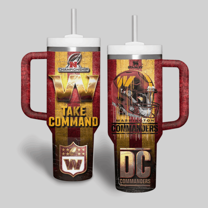 Washington Commanders NFL Sports Custom Stanley Quencher 40oz Stainless Steel Tumbler With Handle - Threewoofs - Image 2