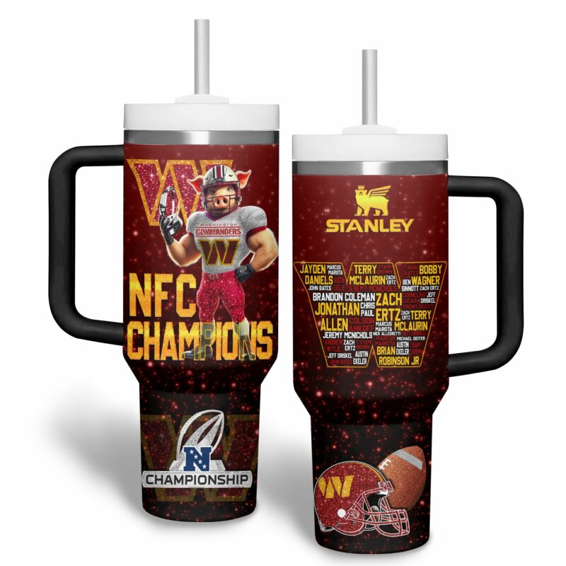 Washington Commanders NFL Sports Custom Stanley Quencher 40oz Stainless Steel Tumbler With Handle - Threewoofs - Image 3