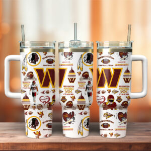 Washington Commanders NFL Sports Custom Stanley Quencher 40oz Stainless Steel Tumbler With Handle - Threewoofs