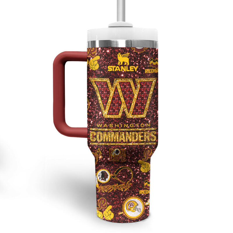 Washington Commanders NFL Sports Custom Stanley Quencher 40oz Stainless Steel Tumbler With Handle - Threewoofs - Image 4