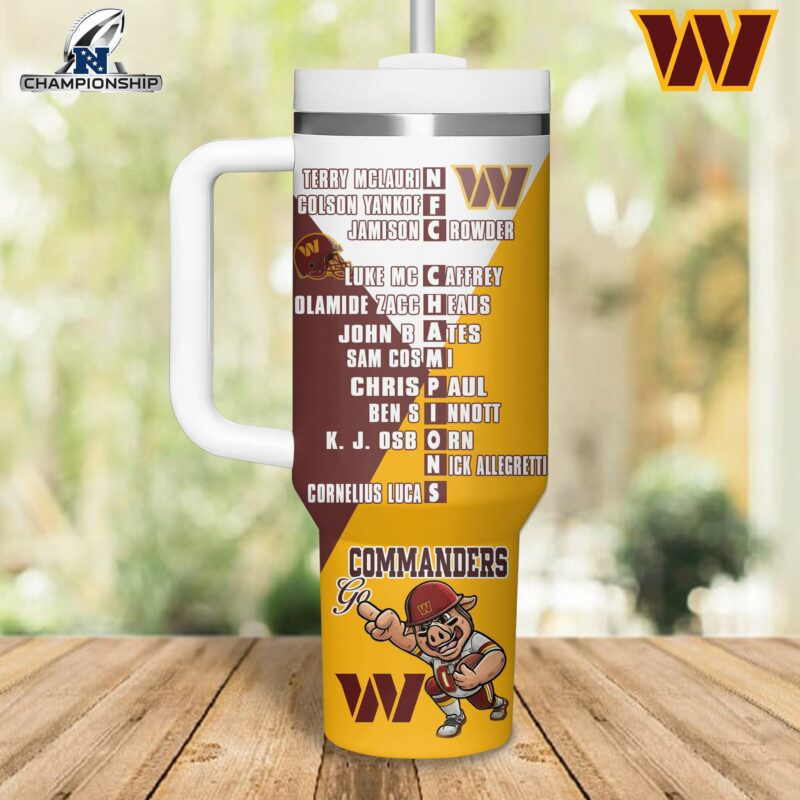 Washington Commanders NFL Sports Custom Stanley Quencher 40oz Stainless Steel Tumbler With Handle - Threewoofs - Image 3