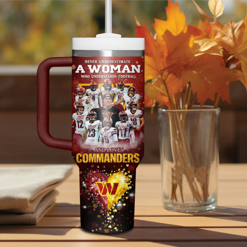 Washington Commanders NFL Sports Custom Stanley Quencher 40oz Stainless Steel Tumbler With Handle - Threewoofs - Image 3