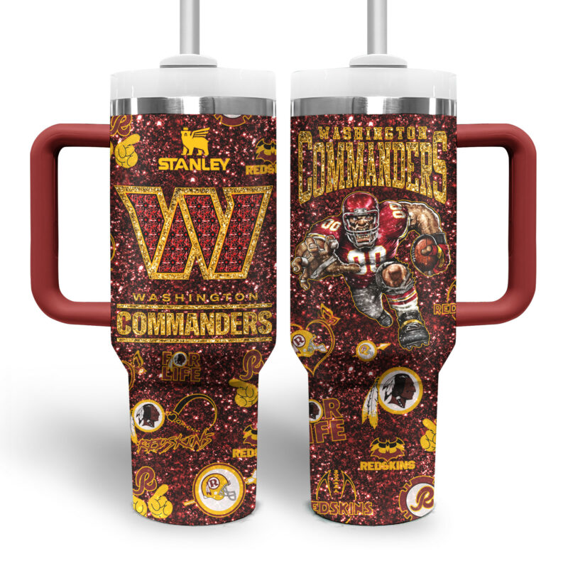 Washington Commanders NFL Sports Custom Stanley Quencher 40oz Stainless Steel Tumbler With Handle - Threewoofs - Image 3
