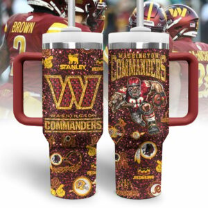 Washington Commanders NFL Sports Custom Stanley Quencher 40oz Stainless Steel Tumbler With Handle - Threewoofs