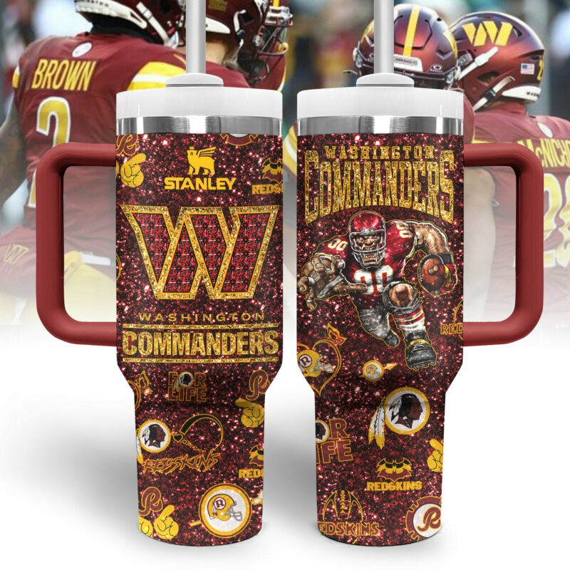Washington Commanders NFL Sports Custom Stanley Quencher 40oz Stainless Steel Tumbler With Handle - Threewoofs