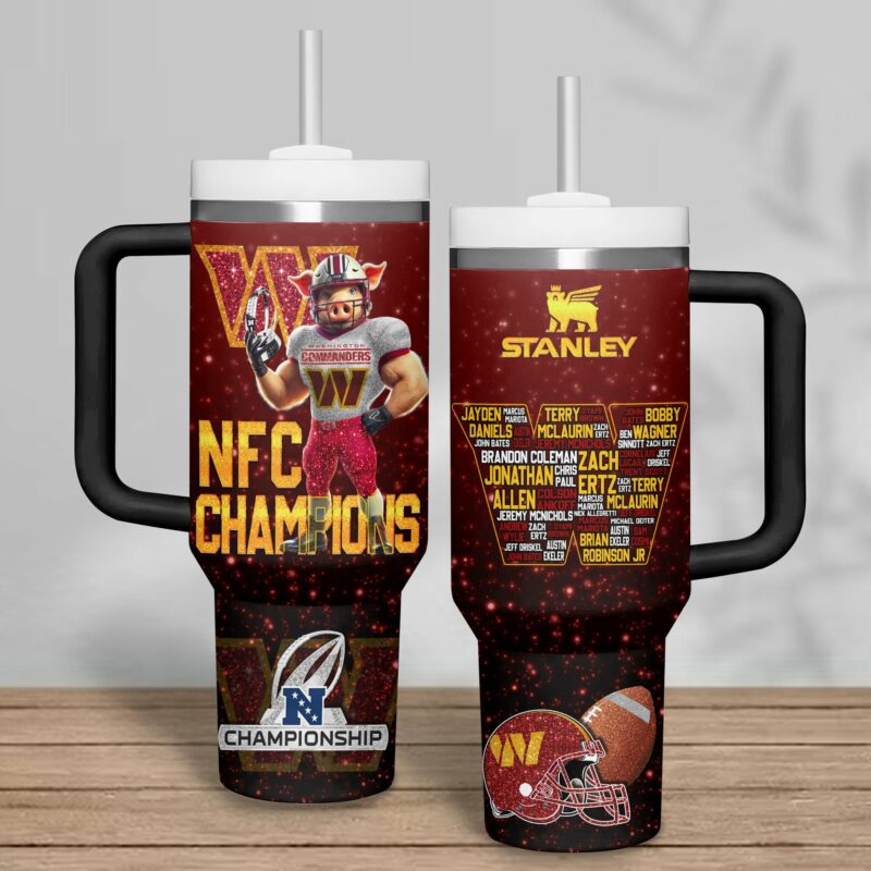 Washington Commanders NFL Sports Custom Stanley Quencher 40oz Stainless Steel Tumbler With Handle - Threewoofs - Image 2