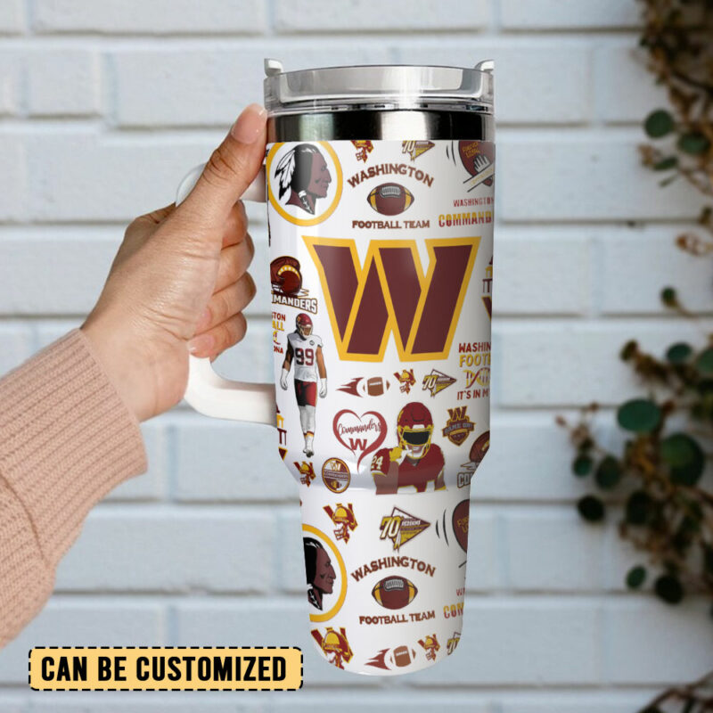Washington Commanders NFL Sports Custom Stanley Quencher 40oz Stainless Steel Tumbler With Handle - Threewoofs - Image 3