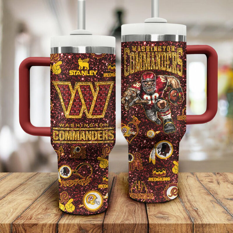Washington Commanders NFL Sports Custom Stanley Quencher 40oz Stainless Steel Tumbler With Handle - Threewoofs - Image 2