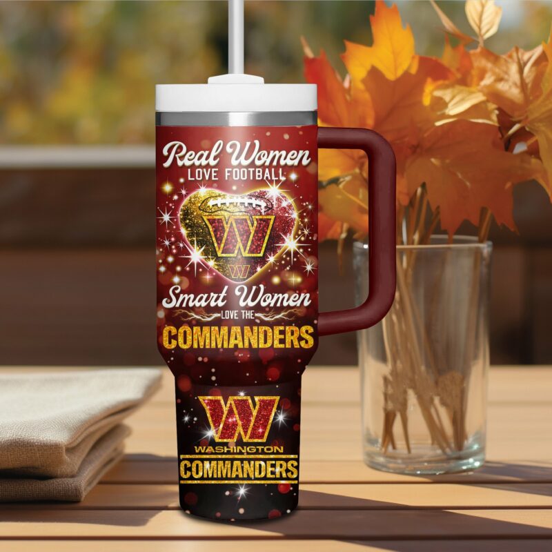 Washington Commanders NFL Sports Custom Stanley Quencher 40oz Stainless Steel Tumbler With Handle - Threewoofs - Image 4