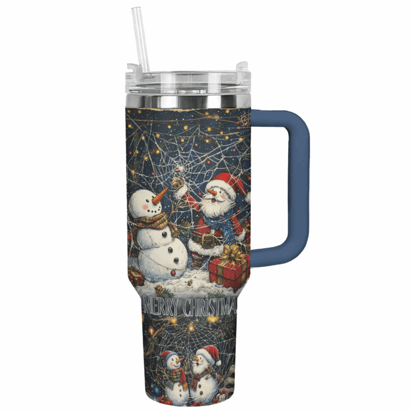 Webbed Winter Magic Christmas Custom Stanley Quencher 40oz Stainless Steel Tumbler With Handle - Threewoofs