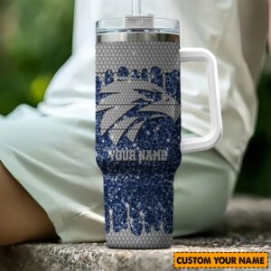 West Coast Eagles AFL Sports Glitter Custom Stanley Quencher 40oz Stainless Steel Tumbler With Handle - Threewoofs