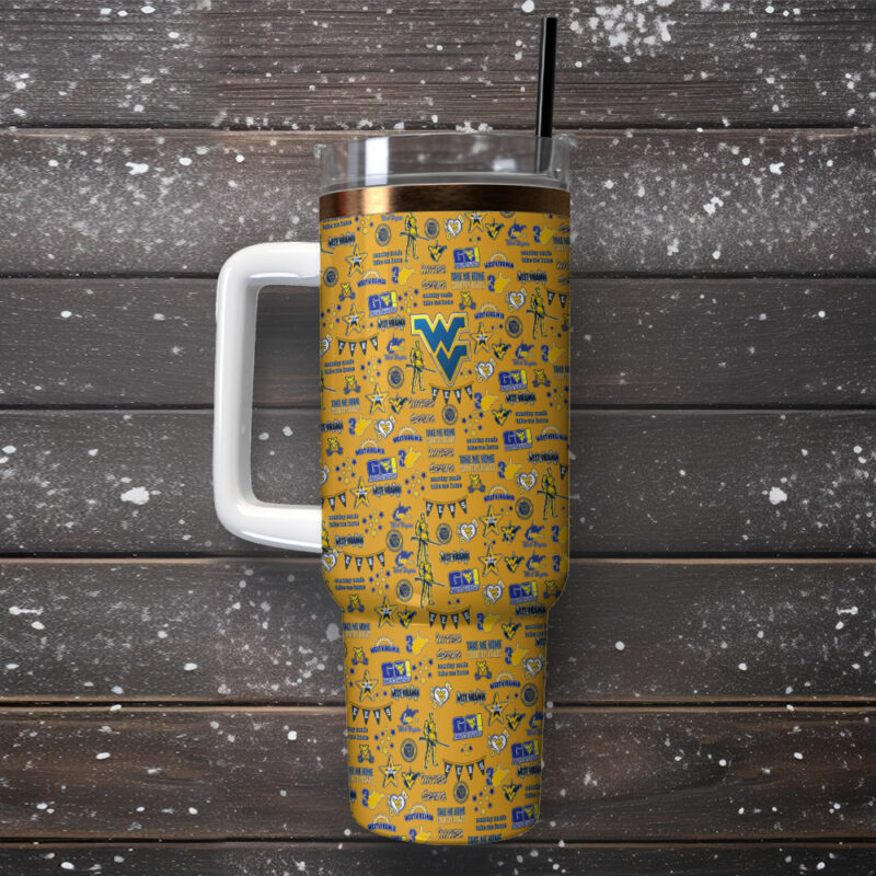 West Virginia Mountaineers NCAA Sports Custom Stanley Quencher 40oz Stainless Steel Tumbler With Handle - Threewoofs - Image 2