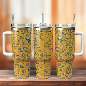 West Virginia Mountaineers NCAA Sports Custom Stanley Quencher 40oz Stainless Steel Tumbler With Handle - Threewoofs