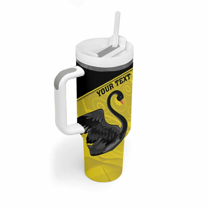 Western Australia Cricket Go Warriors Black Swans ‚Äì Aboriginal Art Custom Stanley Quencher 40oz Stainless Steel Tumbler With Handle - Threewoofs - Image 3