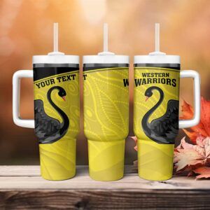 Western Australia Cricket Go Warriors Black Swans ‚Äì Aboriginal Art Custom Stanley Quencher 40oz Stainless Steel Tumbler With Handle - Threewoofs