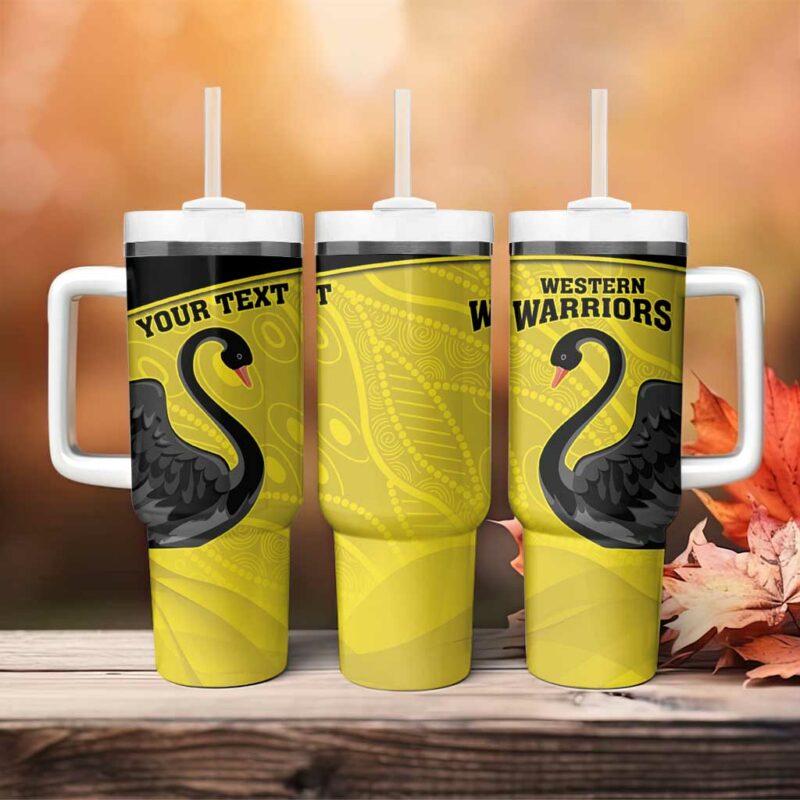 Western Australia Cricket Go Warriors Black Swans ‚Äì Aboriginal Art Custom Stanley Quencher 40oz Stainless Steel Tumbler With Handle - Threewoofs