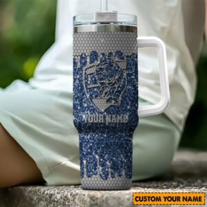 Western Bulldogs AFL Sports Glitter Custom Stanley Quencher 40oz Stainless Steel Tumbler With Handle - Threewoofs