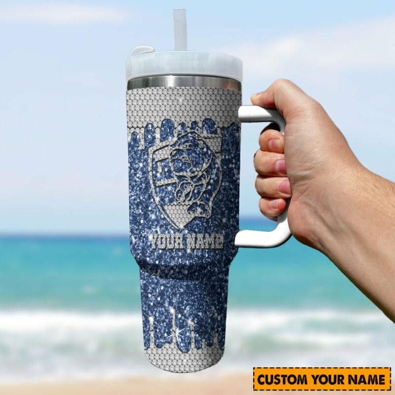 Western Bulldogs AFL Sports Glitter Custom Stanley Quencher 40oz Stainless Steel Tumbler With Handle - Threewoofs - Image 2