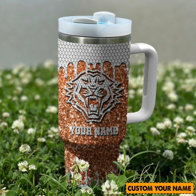 Wests Tigers NRL Sports Glitter Custom Stanley Quencher 40oz Stainless Steel Tumbler With Handle - Threewoofs - Image 2