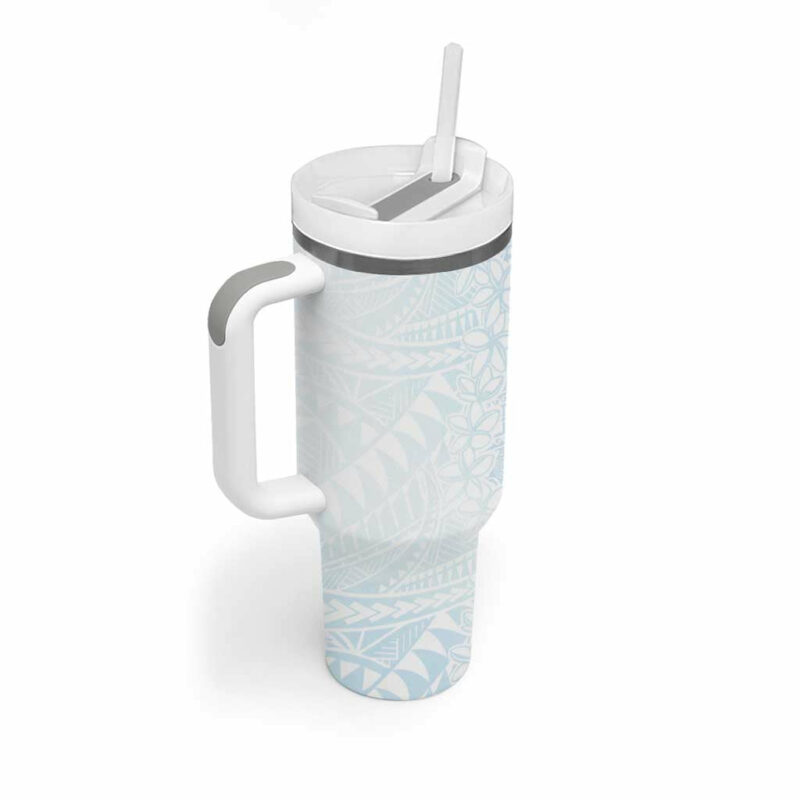 White Sunday Plumeria Tatau Mix Tapa Custom Stanley Quencher 40oz Stainless Steel Tumbler With Handle - Threewoofs - Image 2