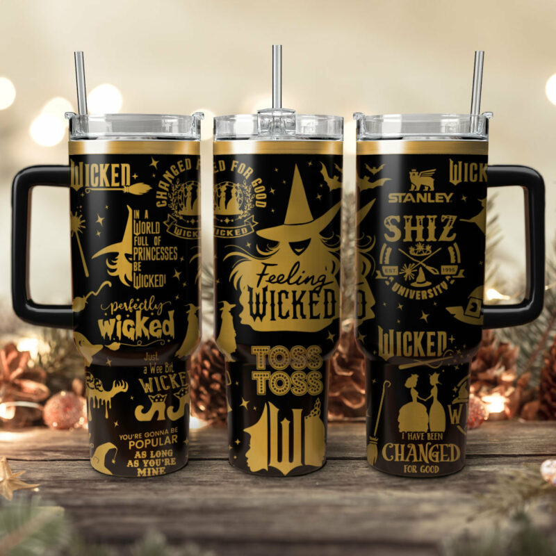 Wicked Movies Custom Stanley Quencher 40oz Stainless Steel Tumbler With Handle - Threewoofs