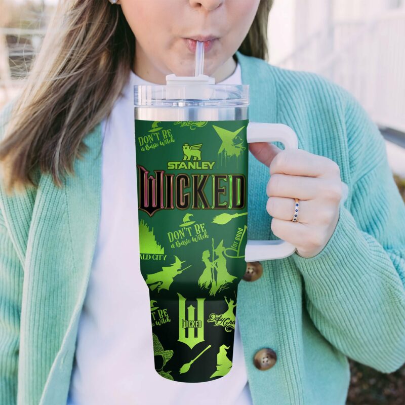Wicked Movies Custom Stanley Quencher 40oz Stainless Steel Tumbler With Handle - Threewoofs - Image 4
