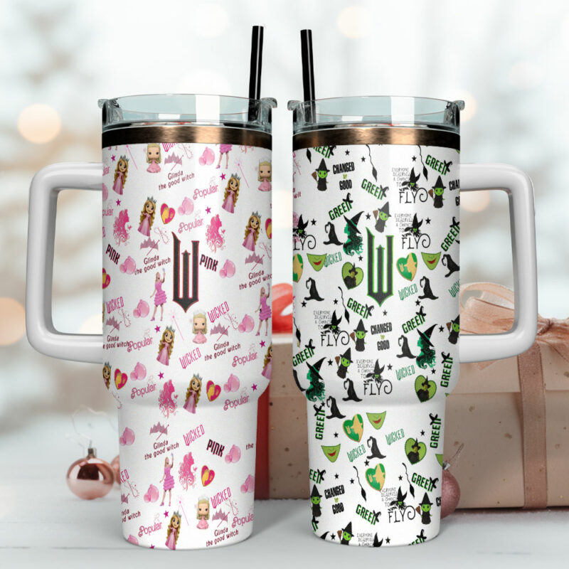 Wicked Movies Custom Stanley Quencher 40oz Stainless Steel Tumbler With Handle - Threewoofs - Image 4