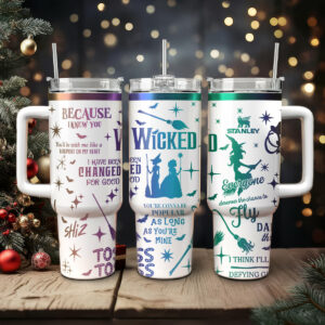 Wicked Movies Custom Stanley Quencher 40oz Stainless Steel Tumbler With Handle - Threewoofs