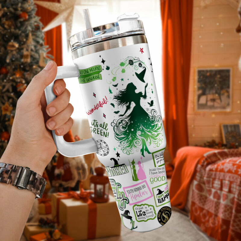 Wicked Movies Custom Stanley Quencher 40oz Stainless Steel Tumbler With Handle - Threewoofs - Image 2