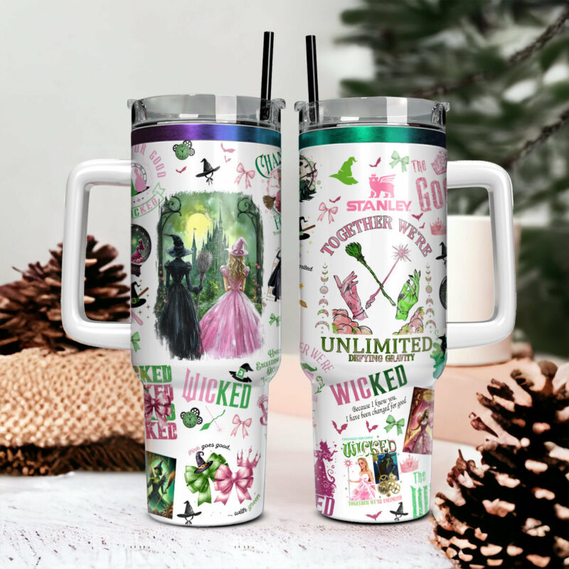 Wicked Movies Custom Stanley Quencher 40oz Stainless Steel Tumbler With Handle - Threewoofs - Image 2