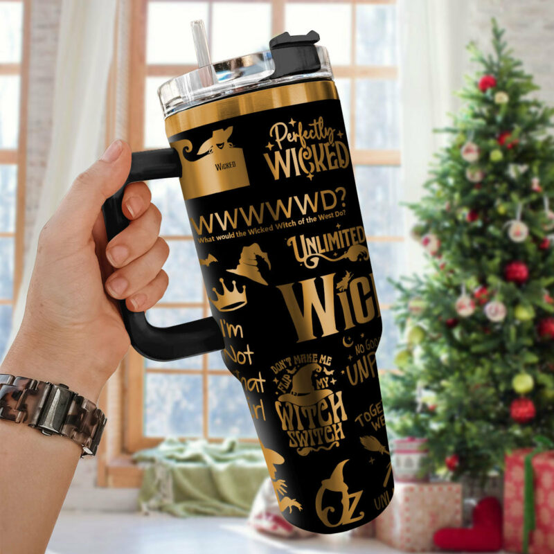 Wicked Movies Custom Stanley Quencher 40oz Stainless Steel Tumbler With Handle - Threewoofs - Image 2