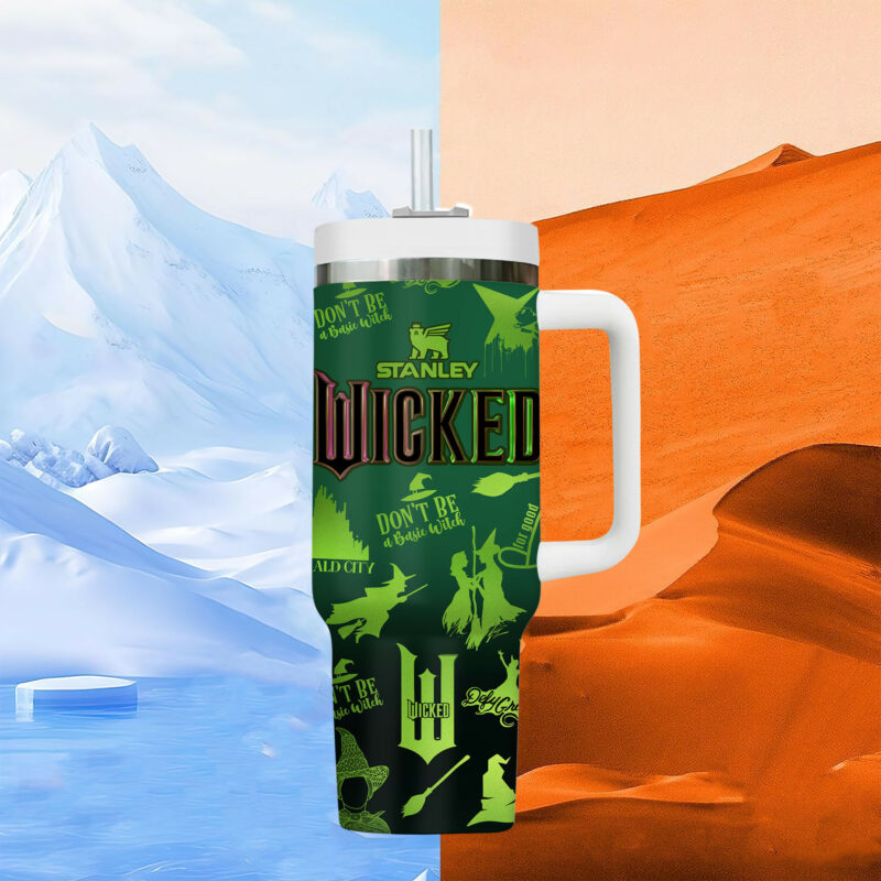 Wicked Movies Custom Stanley Quencher 40oz Stainless Steel Tumbler With Handle - Threewoofs - Image 6