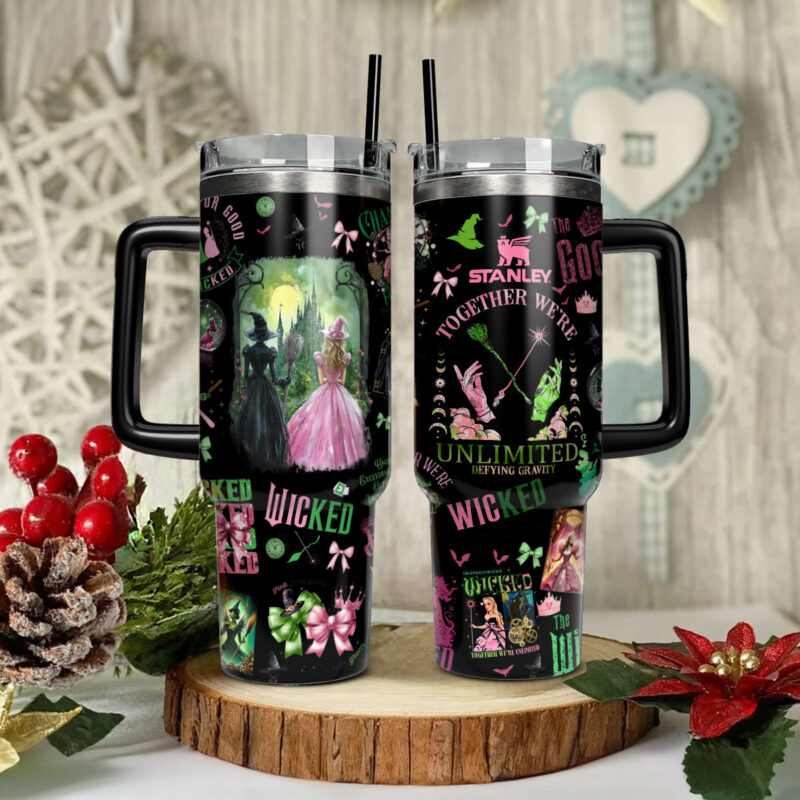 Wicked Movies Custom Stanley Quencher 40oz Stainless Steel Tumbler With Handle - Threewoofs - Image 2