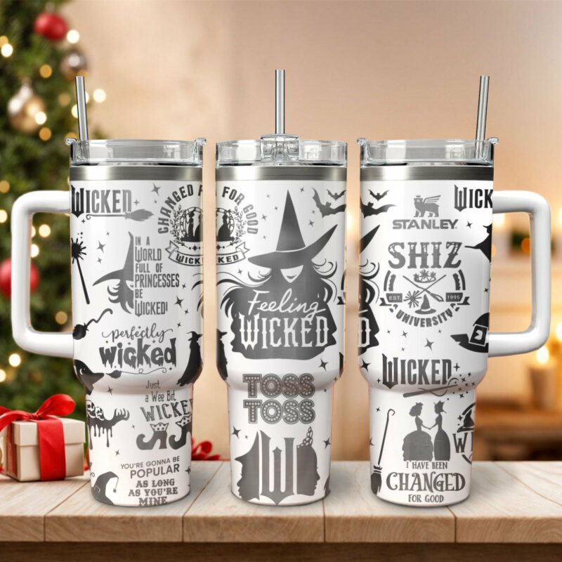 Wicked Movies Custom Stanley Quencher 40oz Stainless Steel Tumbler With Handle - Threewoofs