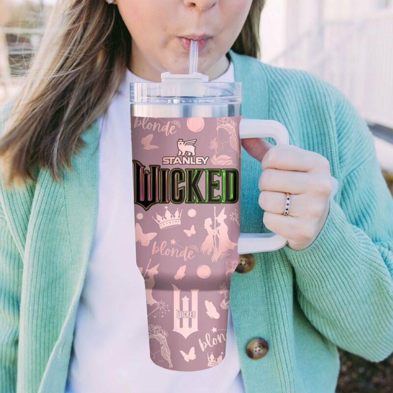 Wicked Movies Custom Stanley Quencher 40oz Stainless Steel Tumbler With Handle - Threewoofs - Image 4