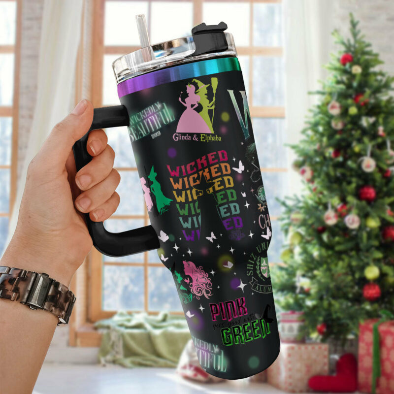 Wicked Movies Custom Stanley Quencher 40oz Stainless Steel Tumbler With Handle - Threewoofs - Image 3