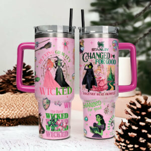 Wicked Movies Custom Stanley Quencher 40oz Stainless Steel Tumbler With Handle - Threewoofs