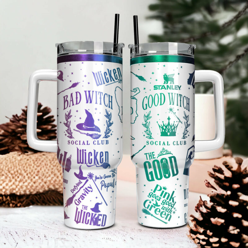 Wicked Movies Custom Stanley Quencher 40oz Stainless Steel Tumbler With Handle - Threewoofs - Image 2
