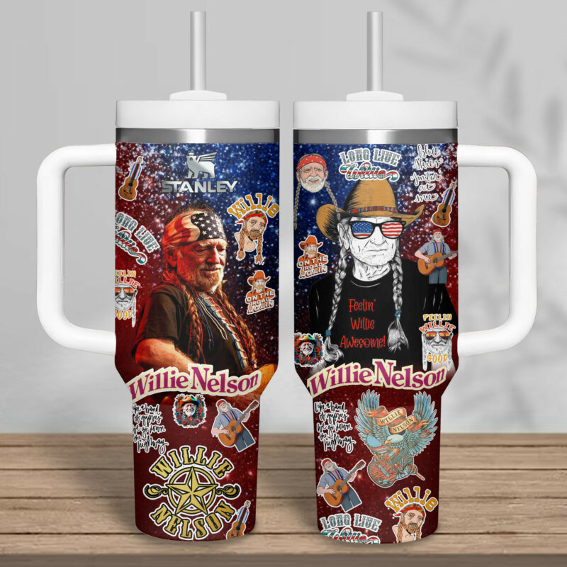 Willie Nelson Music Custom Stanley Quencher 40oz Stainless Steel Tumbler With Handle - Threewoofs - Image 4
