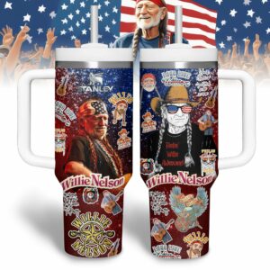Willie Nelson Music Custom Stanley Quencher 40oz Stainless Steel Tumbler With Handle - Threewoofs