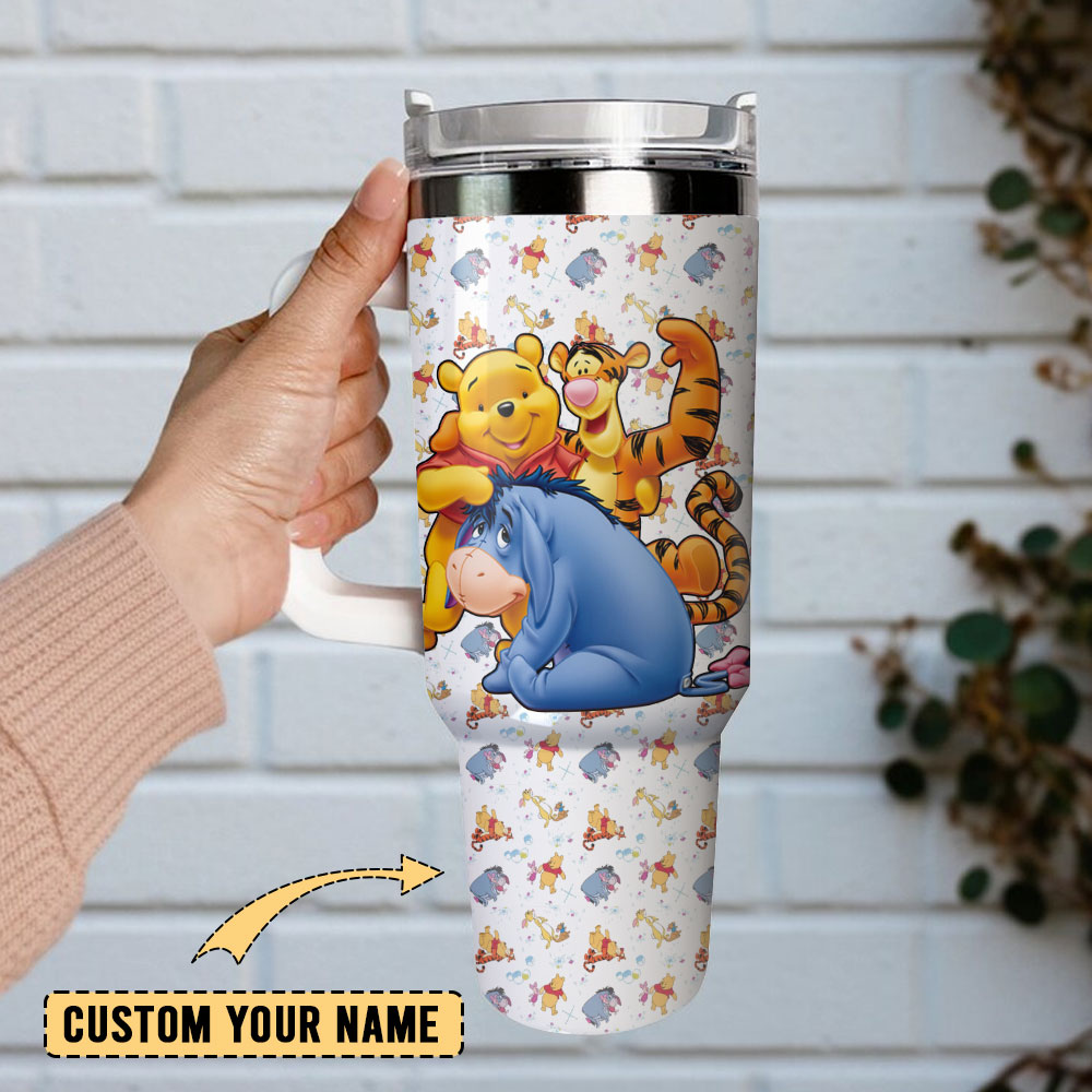 Cute Cartoon Character Insulated Tumbler With Handle & Straw - 40oz - Image 2