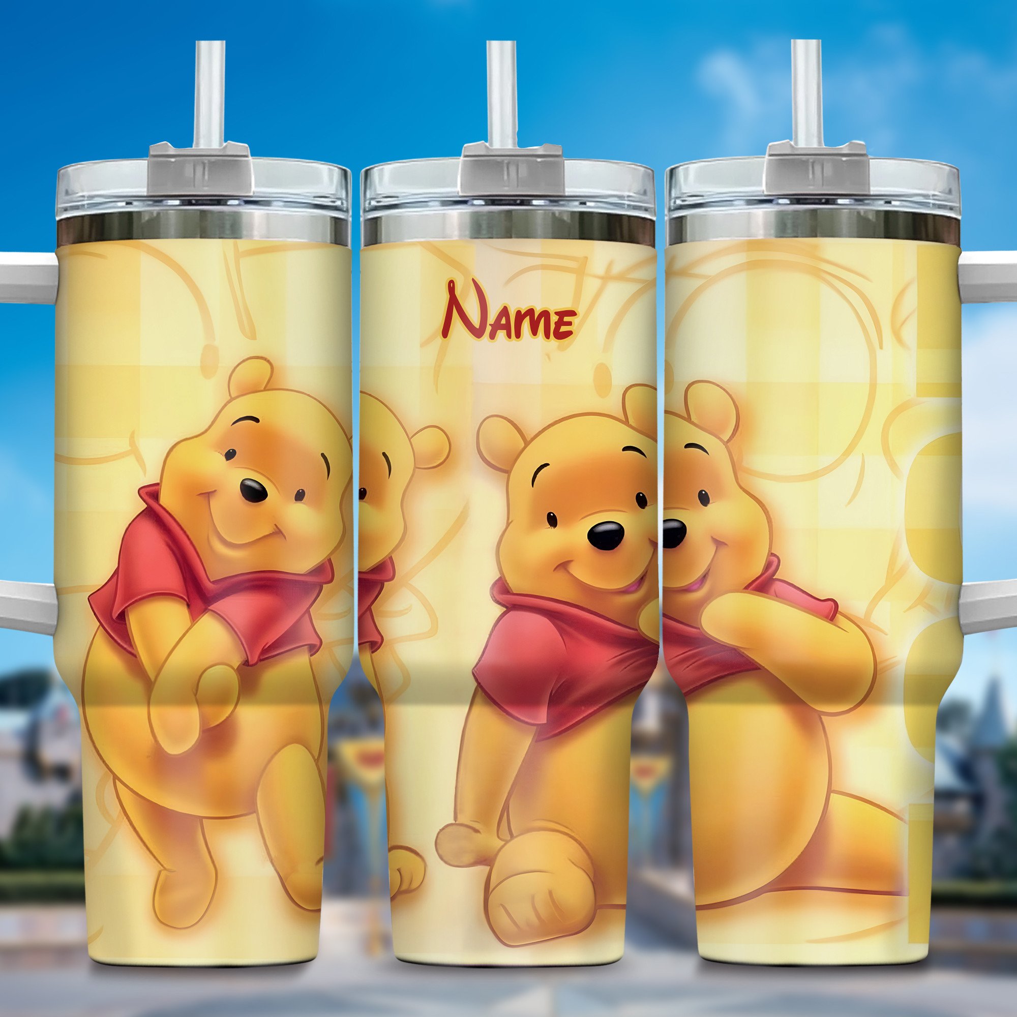 Personalized Winnie the Pooh Tumbler with Straw - Fun & Durable Drinkware